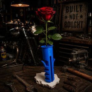Kleine Einzelblumen-Vase im Design eines Dübel-/Ankers mit markanten Rillen, PrintHero