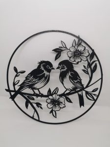 Vögel mit Blüten – 2D-Wandbild