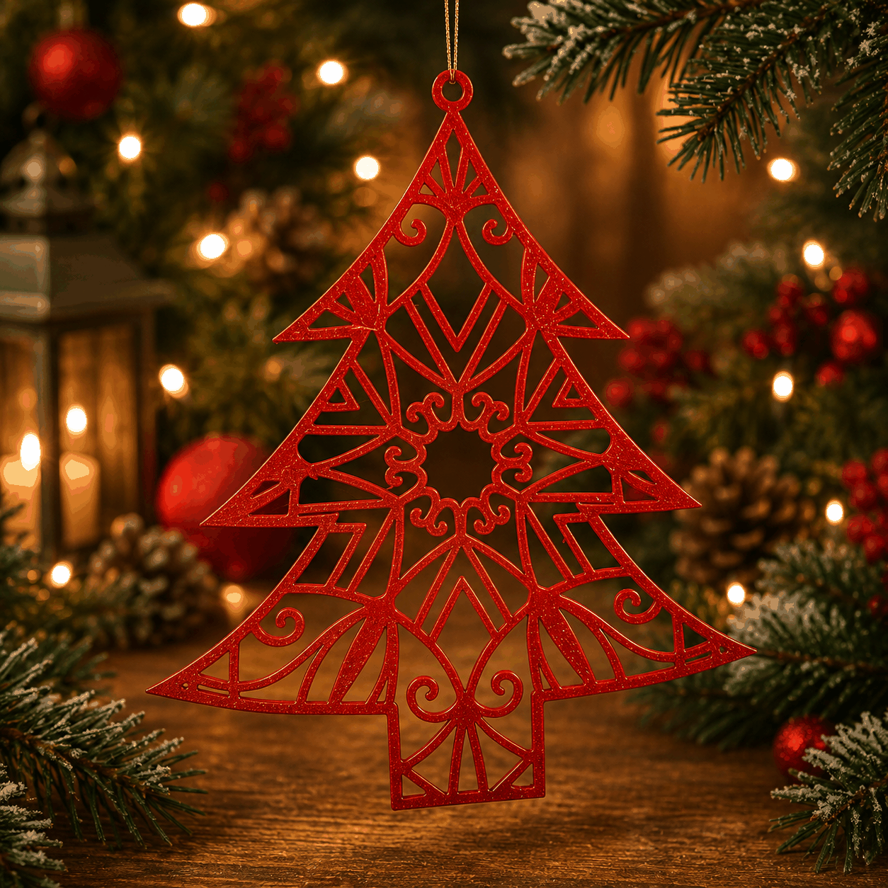 Weihnachtsbaum-Ornament als Fenster- und Baumdekoration