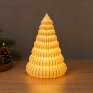 Gerippter Weihnachtsbaum als Lichtdiffusor für LED-Teelicht, PrintHero