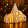 Weihnachtshaus LED-Teelicht Deko, beleuchteter Teelichthalter