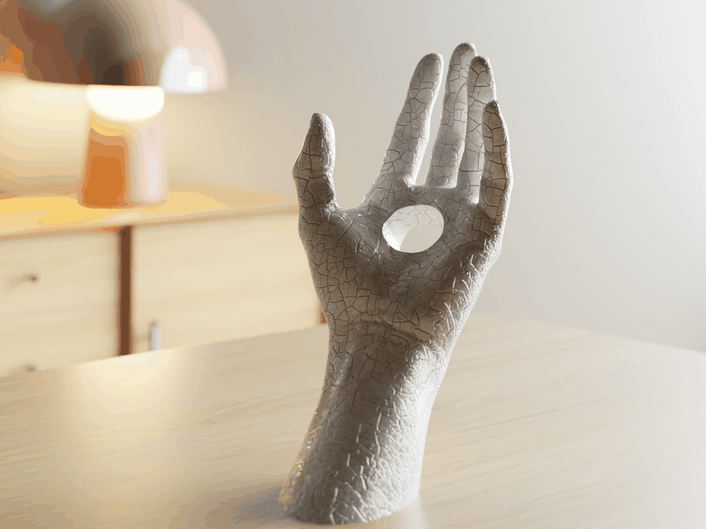 Detailansicht Craquelé-Struktur Hand-Weinflaschenhalter, PrintHero
