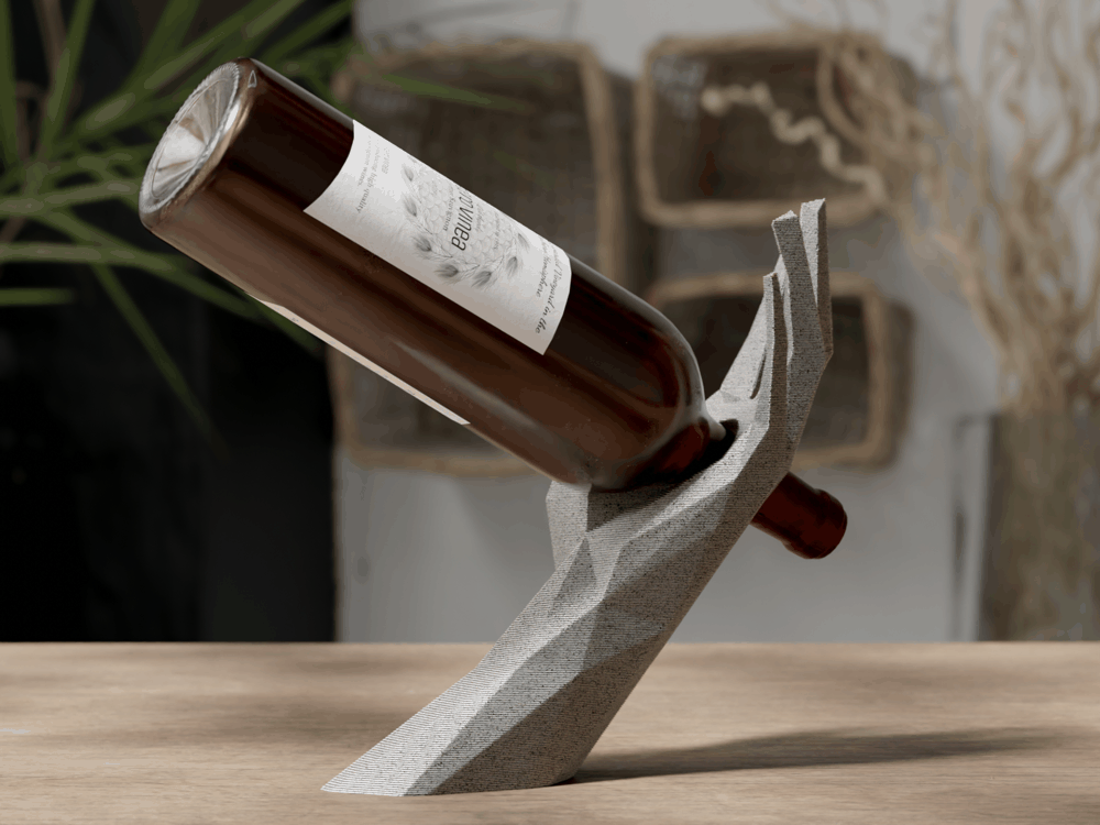 Balancierender Low-Poly-Weinflaschenhalter, PrintHero