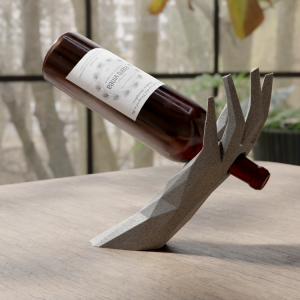 Low-Poly-Weinflaschenhalter Seitenansicht, PrintHero