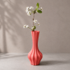 Vase mit sanft geriffelten, wellenförmigen Rillen und Wellenrand, PrintHero