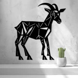 2D-Wandbild einer Ziege im geometrischen Low-Poly-Stil, PrintHero
